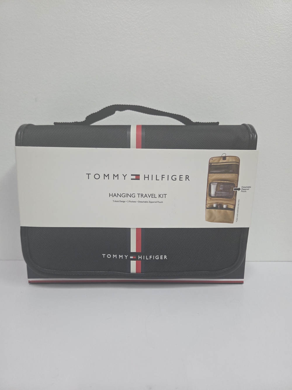Tommy Hilfiger Hanging Travel Kit - Black with Red & White Stripe